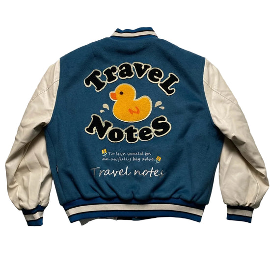 NNOVA Travel Notes Varsity Fleece and Faux Leather Bomber Jacket (S)