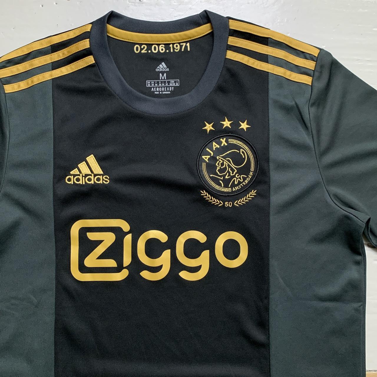 Ajax Adidas Amsterdam 50th Anniversary Black Grey and Gold footballl jersey