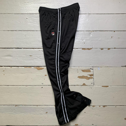 Fila Vintage Popper Retro Track Pant Bottoms Black and White