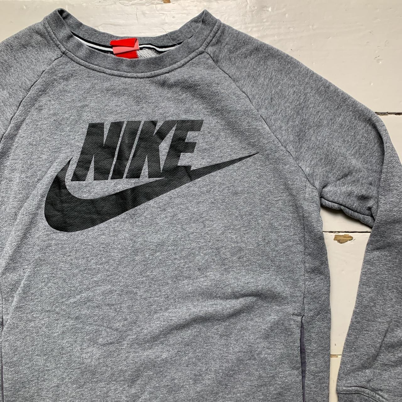 Nike Big Swoosh Grey and Black Womens Jumper