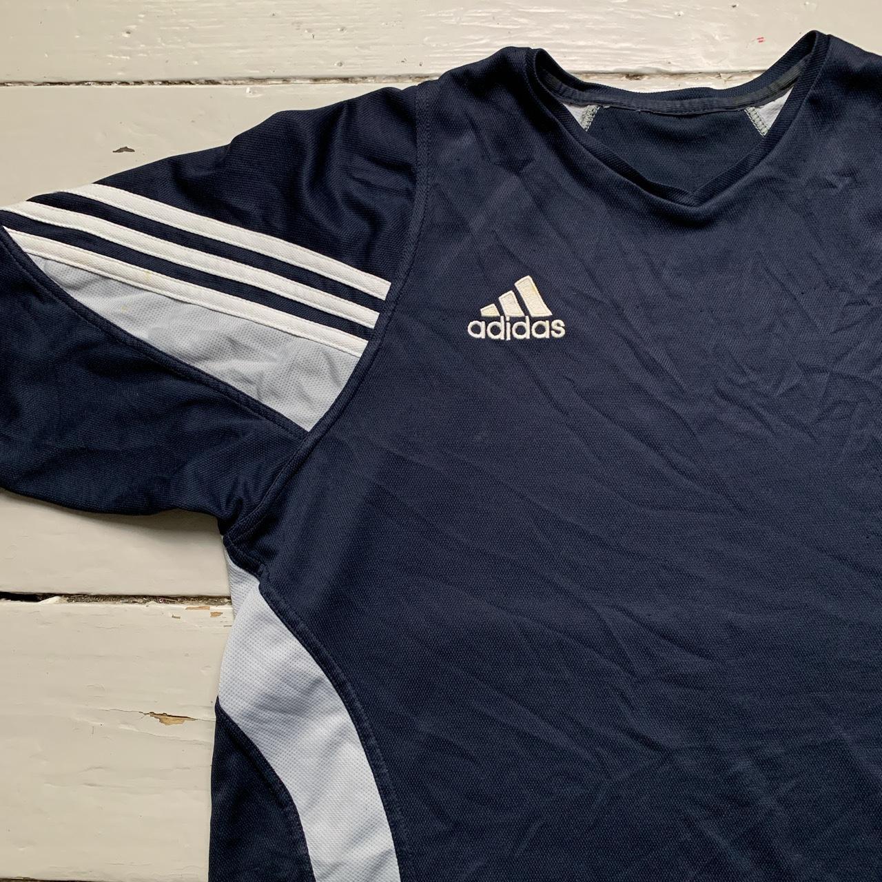 Adidas Climalite Vintage Navy White and Silver T Shirt