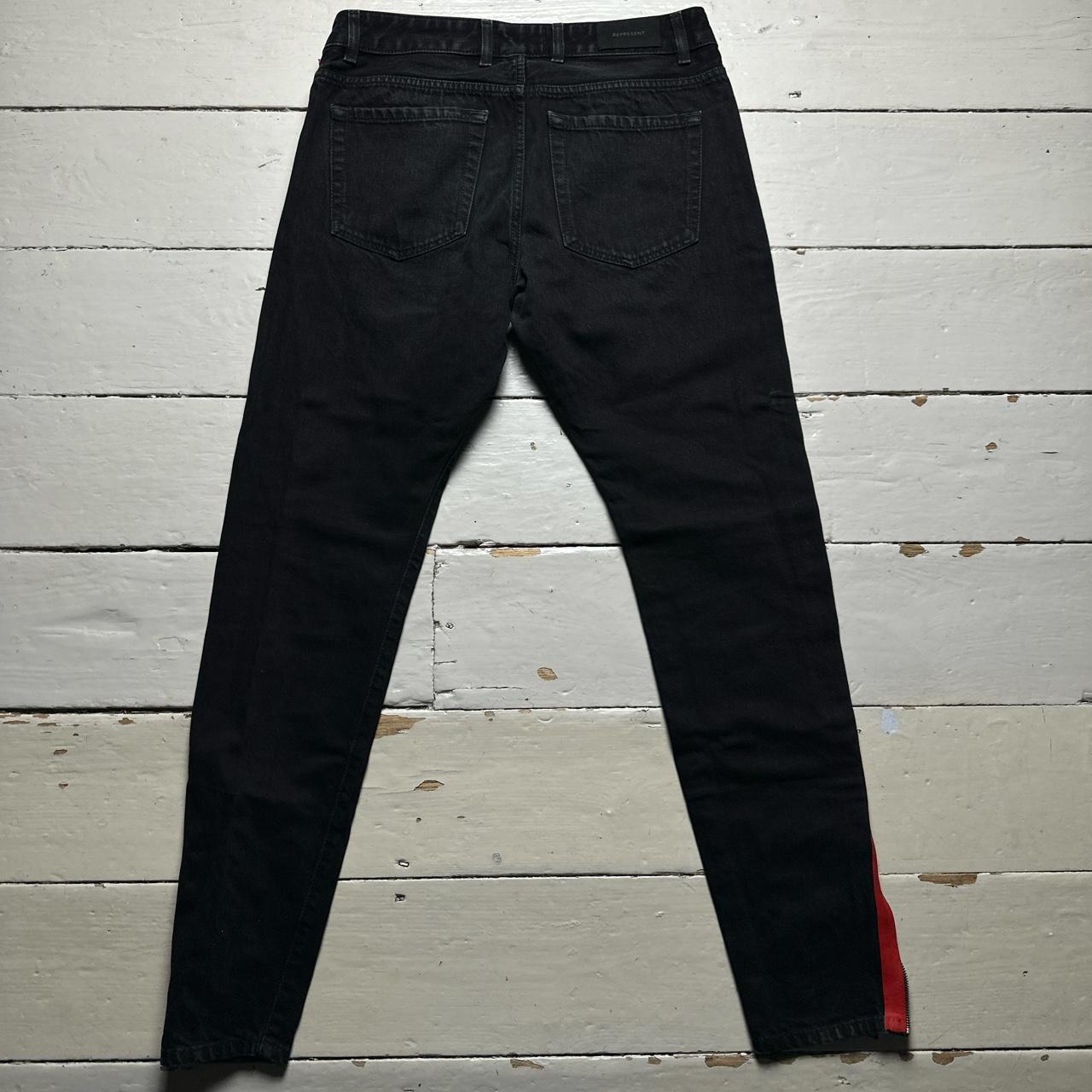 Represent Black and Red Tape Jeans