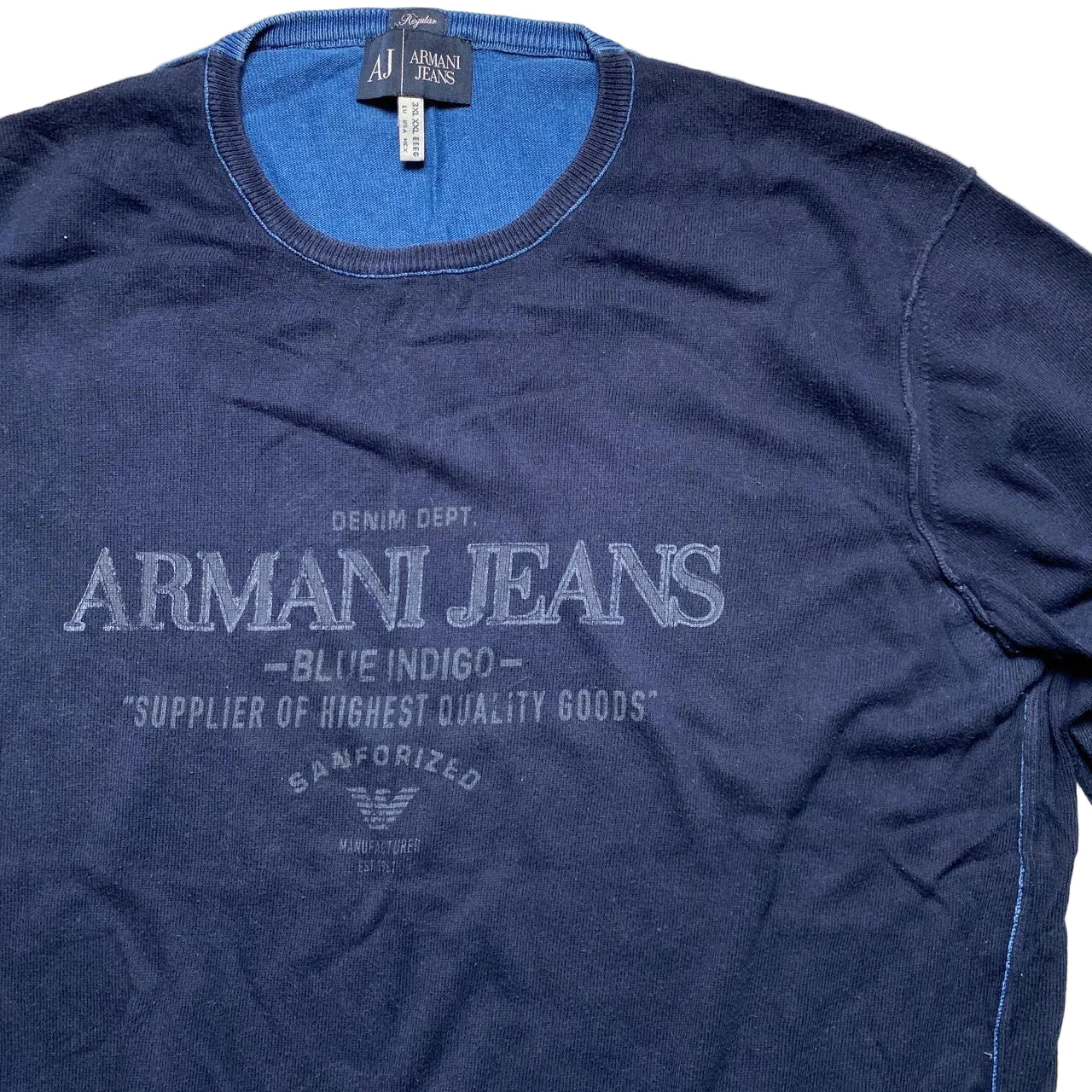 Armani Jeans Navy and Blue Jumper (2XL)