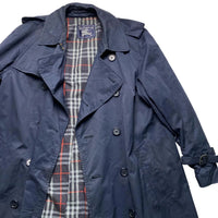 Burberry Burberrys Vintage Navy Nova Check Trench Coat (L)
