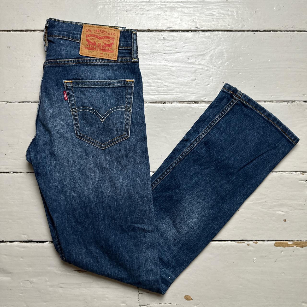 Levis 504 Light Stonewash Navy Jeans