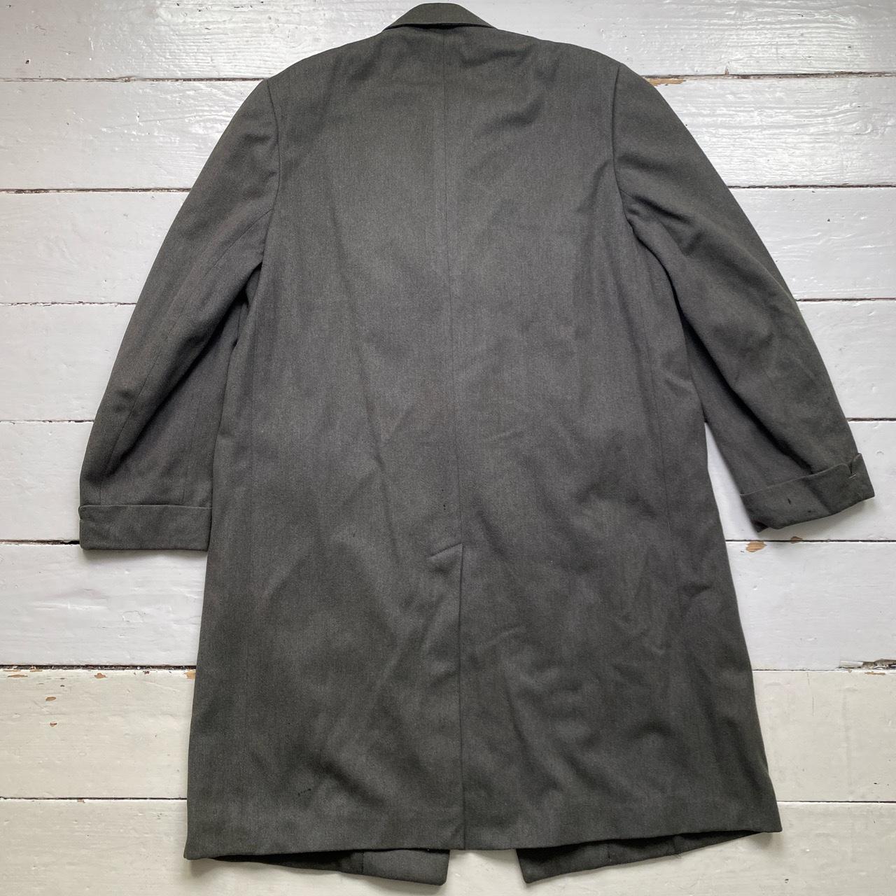 Aquascutum Vintage Green Wool Long Trench Coat