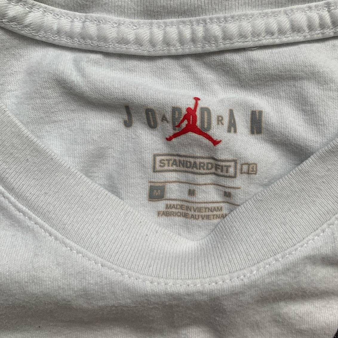 Nike Air Jordan T Shirt White Black and Red (M)