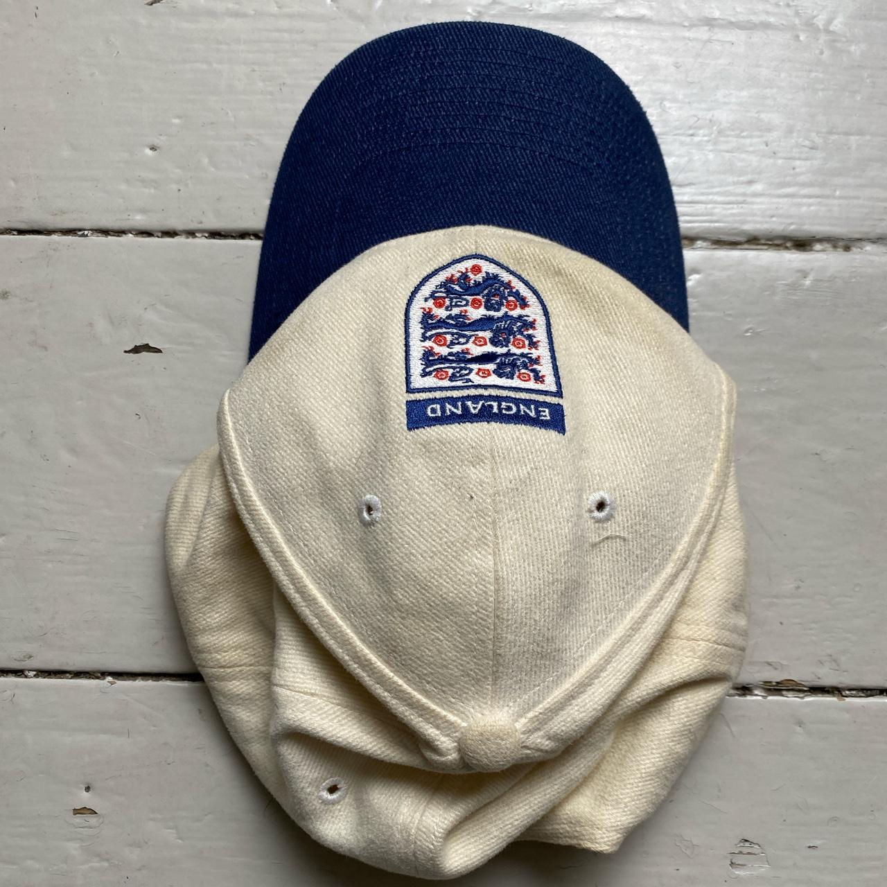 England Vintage Football Cap White and Navy