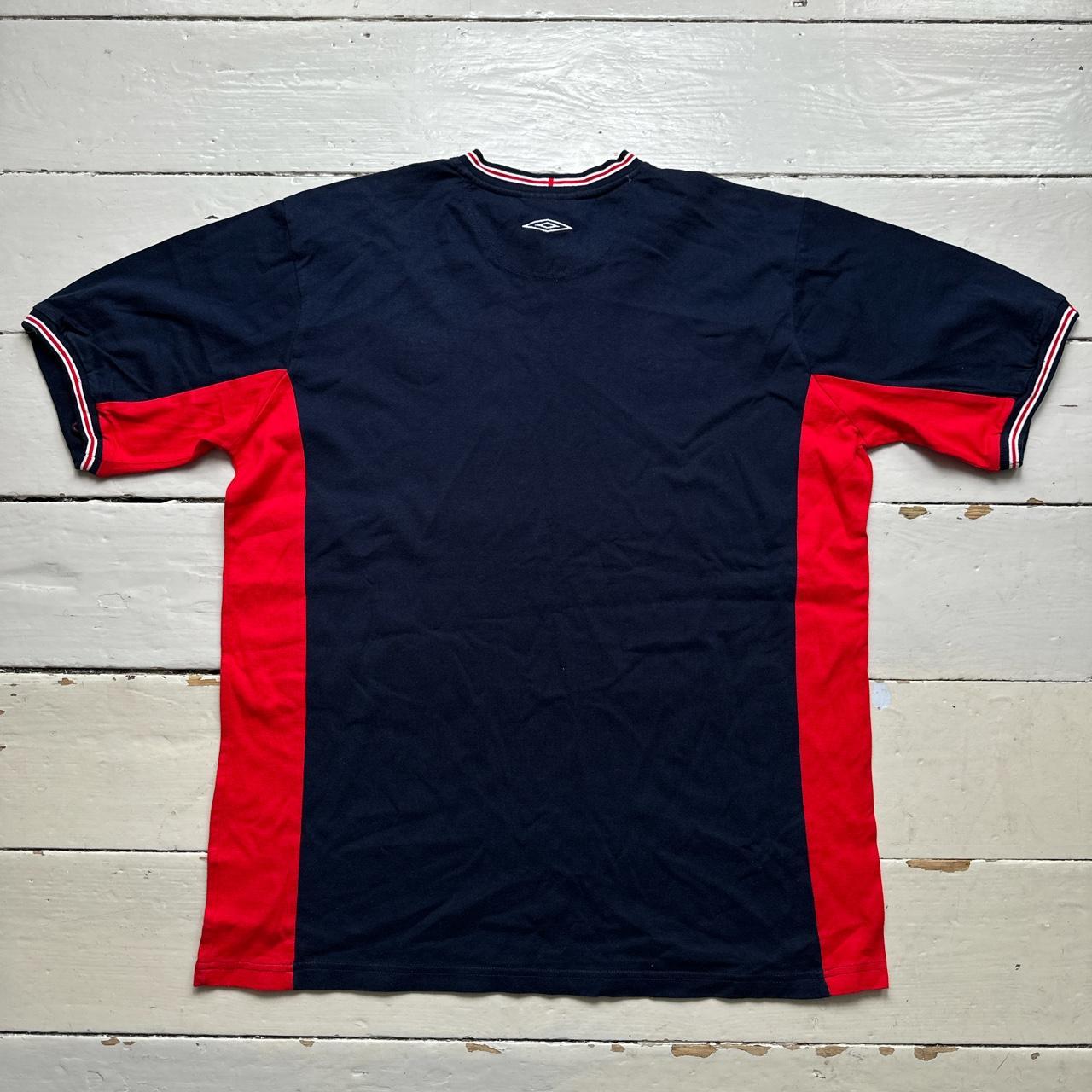 England Umbro Navy and Red Vintage Football T Shirt