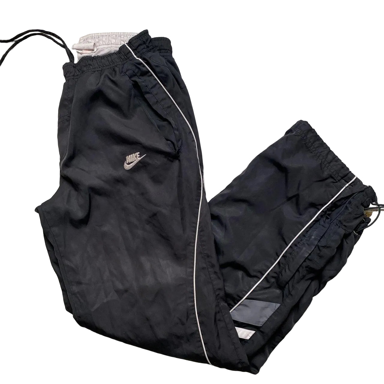 Nike Black and White Shell Trackpant Baggy Bottoms (S)