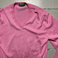 United Colors of Benetton Pink V Neck Jumper