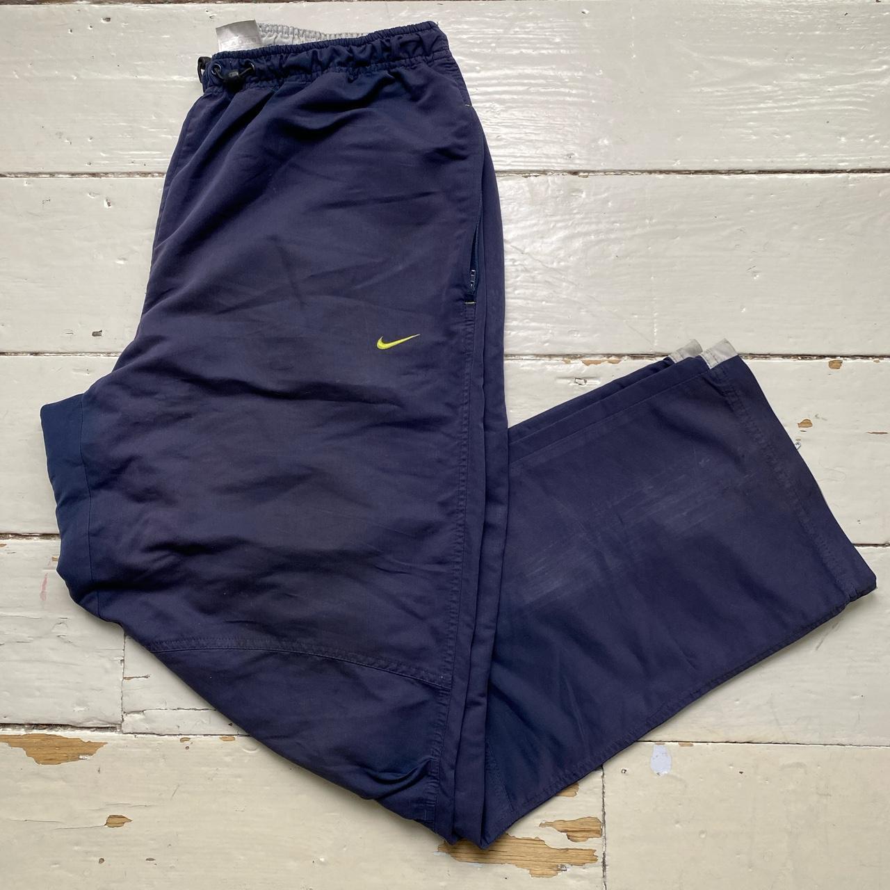 Nike Vintage Baggy Navy and Green Shell Track Pant Bottoms