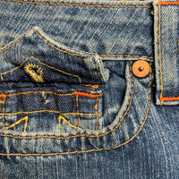 True Religion Billy Navy Yellow Stitch Womens Jeans (30W)