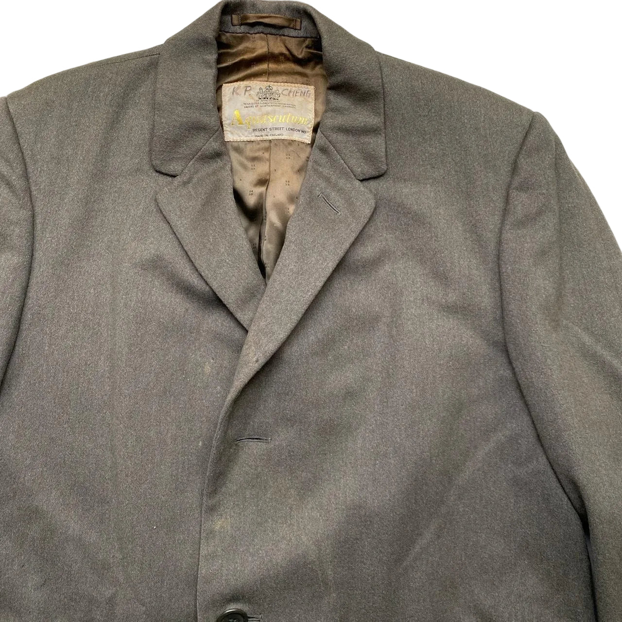 Aquascutum Vintage Green Wool Long Trench Coat (XL)
