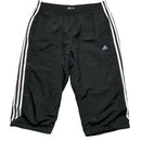 Adidas Black and White 3 Stripe Shell Trackpant Shorts (M)