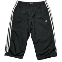 Adidas Black and White 3 Stripe Shell Trackpant Shorts (M)
