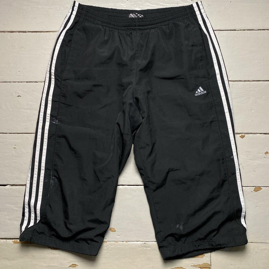 Adidas Black and White 3 Stripe Shell Trackpant Shorts