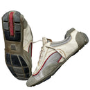 Prada Leather White Grey and Red Driving Loafer Shoes (UK 10.5)