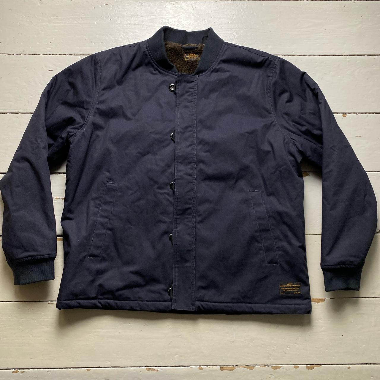 Levis Skateboarding Navy and Brown Sherpa Lining Bomber Jacket