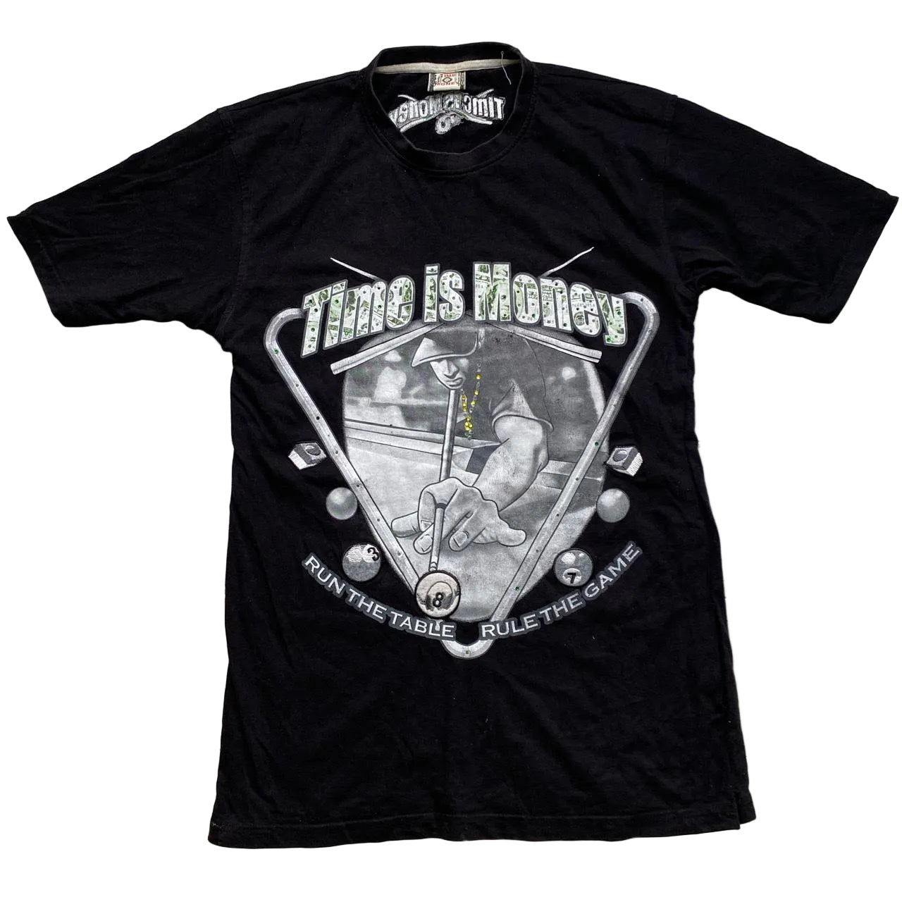 Time is Money Vintage y2k T Shirt Black (XL)