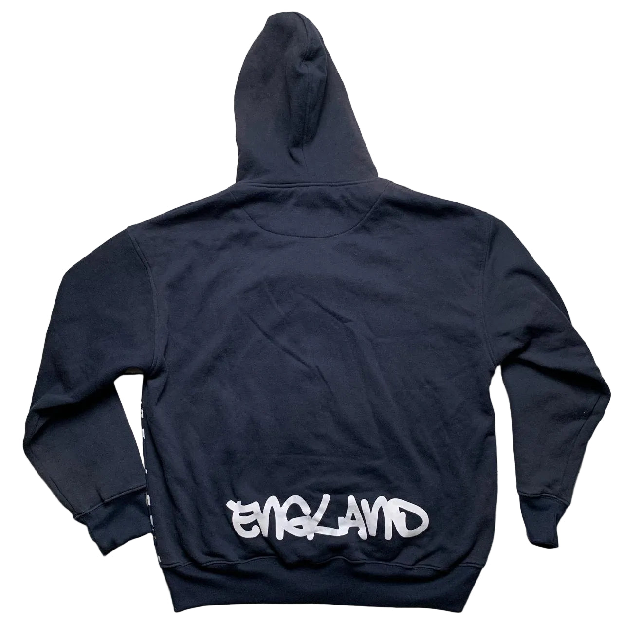England Football Vintage Graffiti Navy and White Hoodie (M)