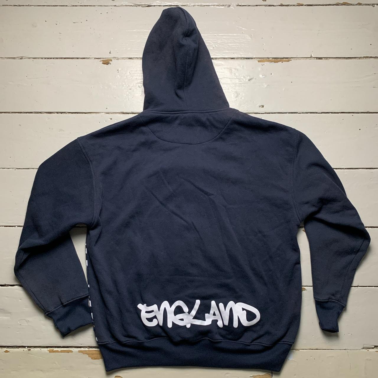 England Football Vintage Graffiti Navy and White Hoodie