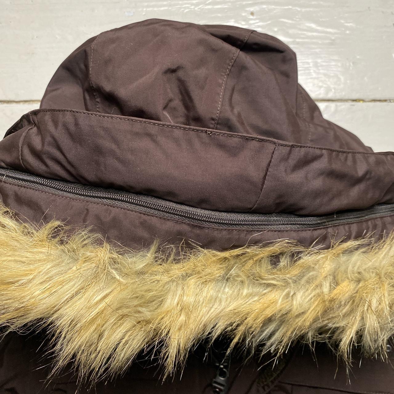 The North Face Brown Fur Hood Womens Parka Coat