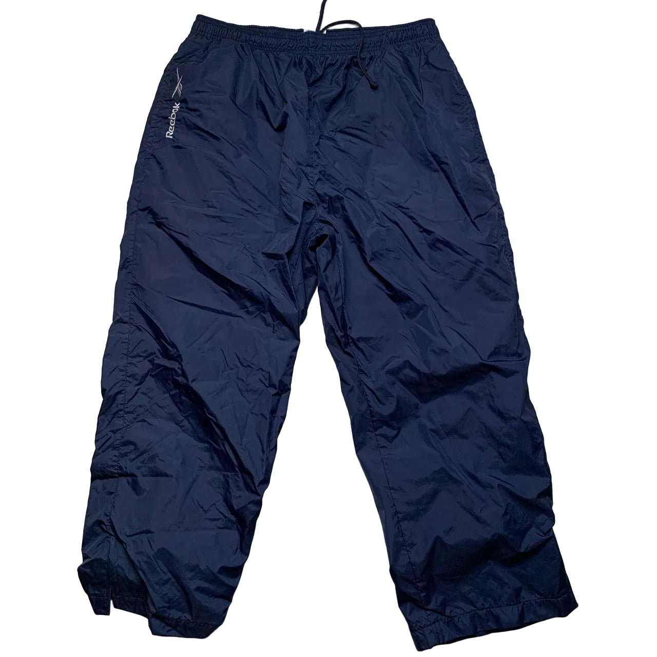 Reebok Navy and White Shell Trackpant Baggy Shorts (L)