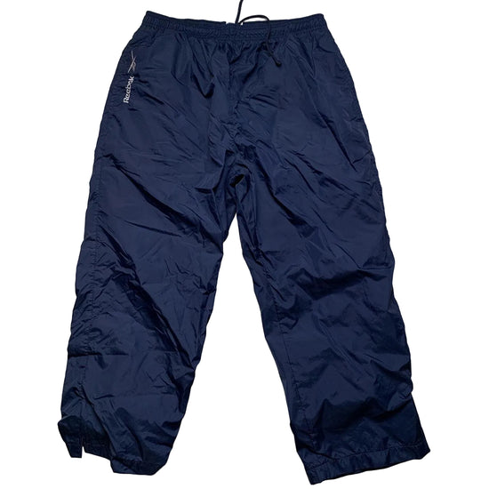 Reebok Navy and White Shell Trackpant Baggy Shorts (L)