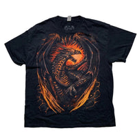 Spiral Dragon Flames y2k Grunge T Shirt (XL)