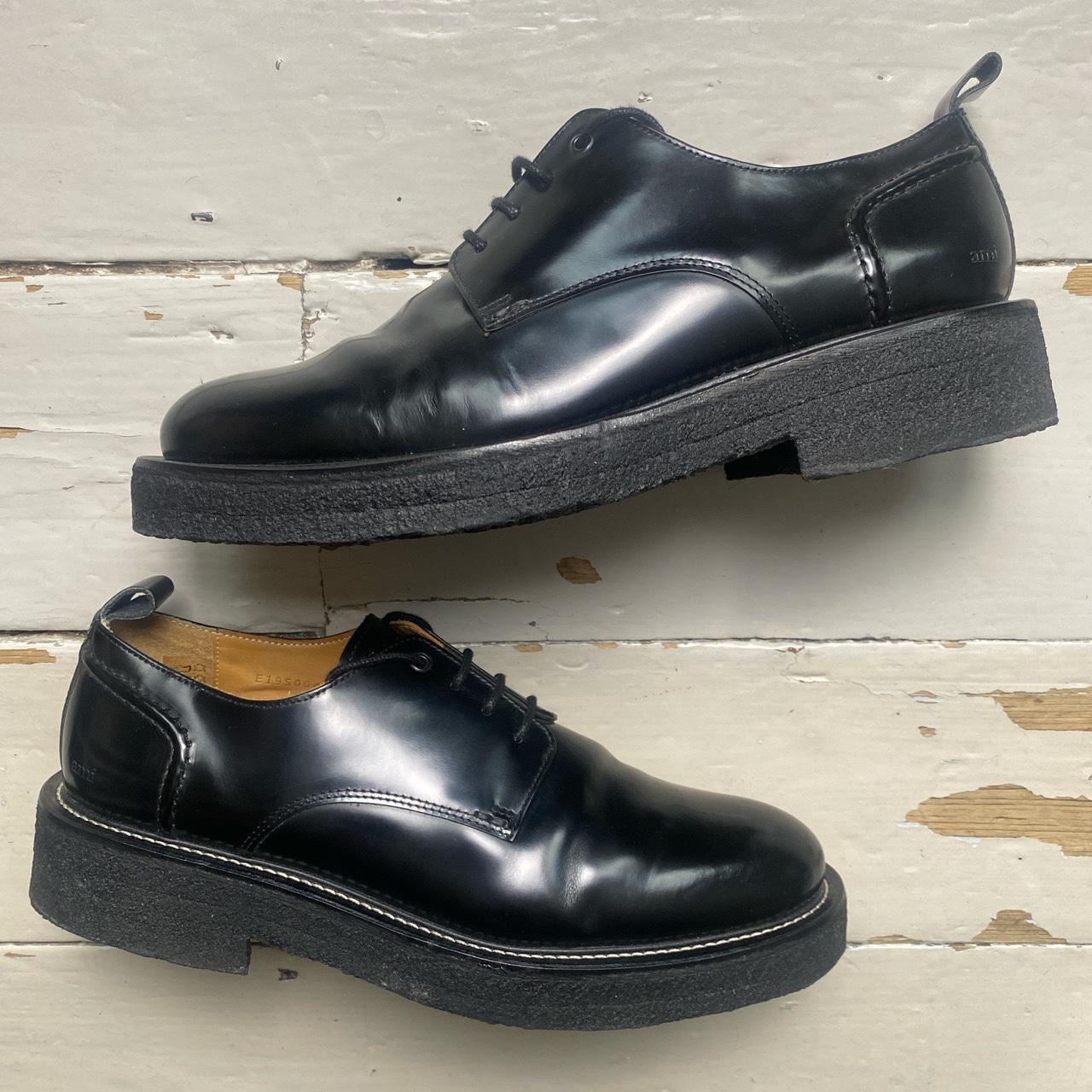 AMI Paris Leather Shiny Smart Black Brogue Shoes