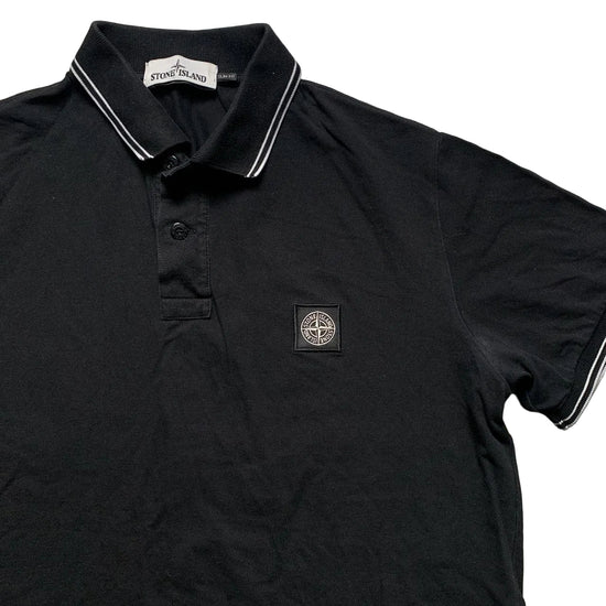Stone Island Black and White Short Sleeve Polo Shirt (S)