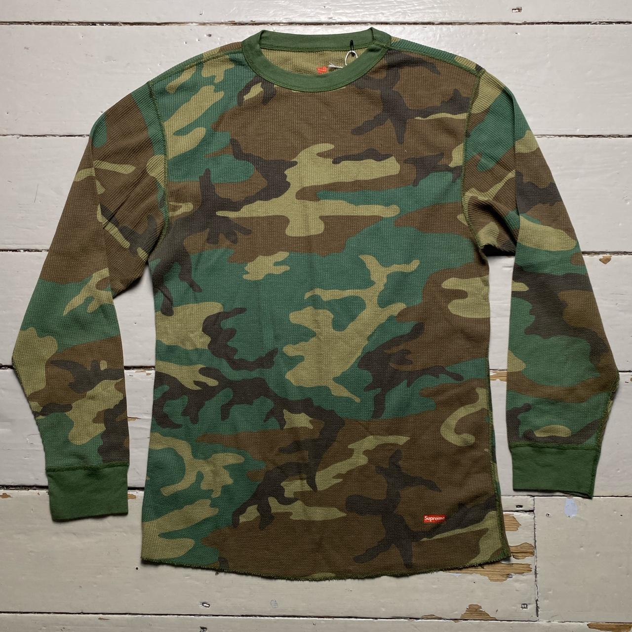 Supreme Camouflage Box Logo Thermal Waffle Hanes Long Sleeve