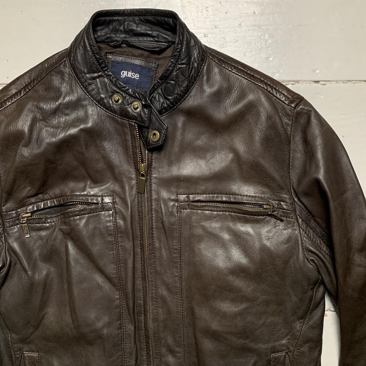 Guise Brown Leather Bomber Jacket