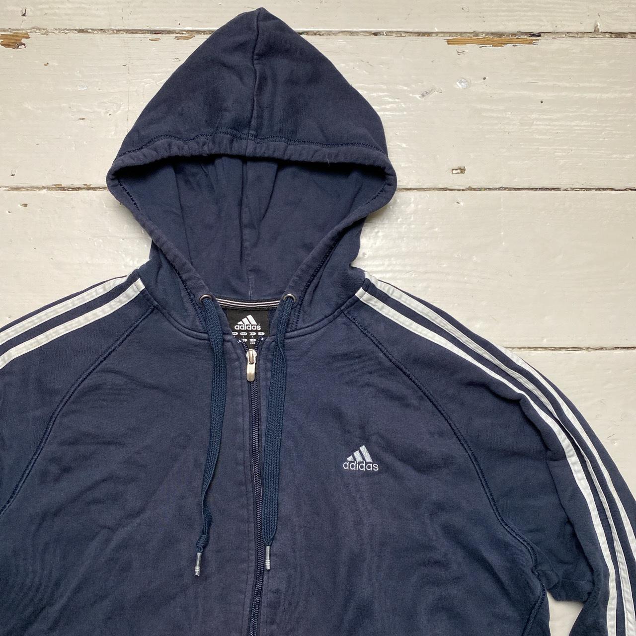 Adidas Performance Essentials Navy and White Hoodie