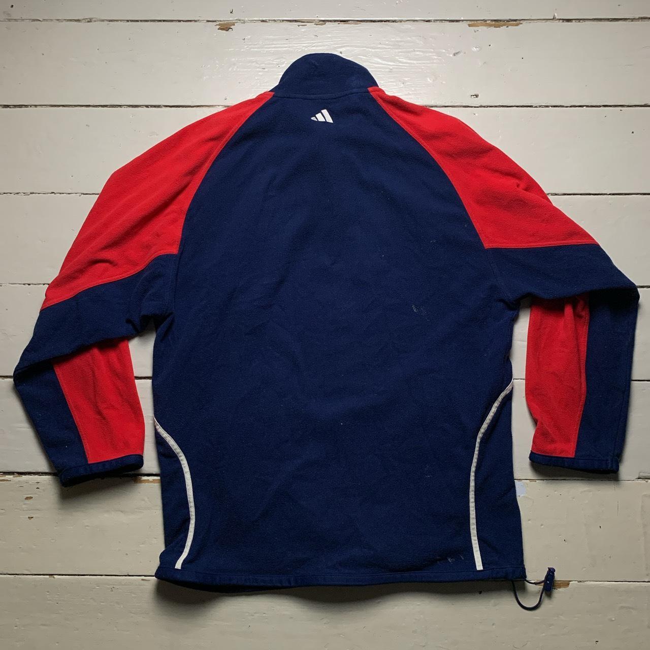 Adidas Vintage Navy Red and White 90’s Quarter Zip Fleece Jumper