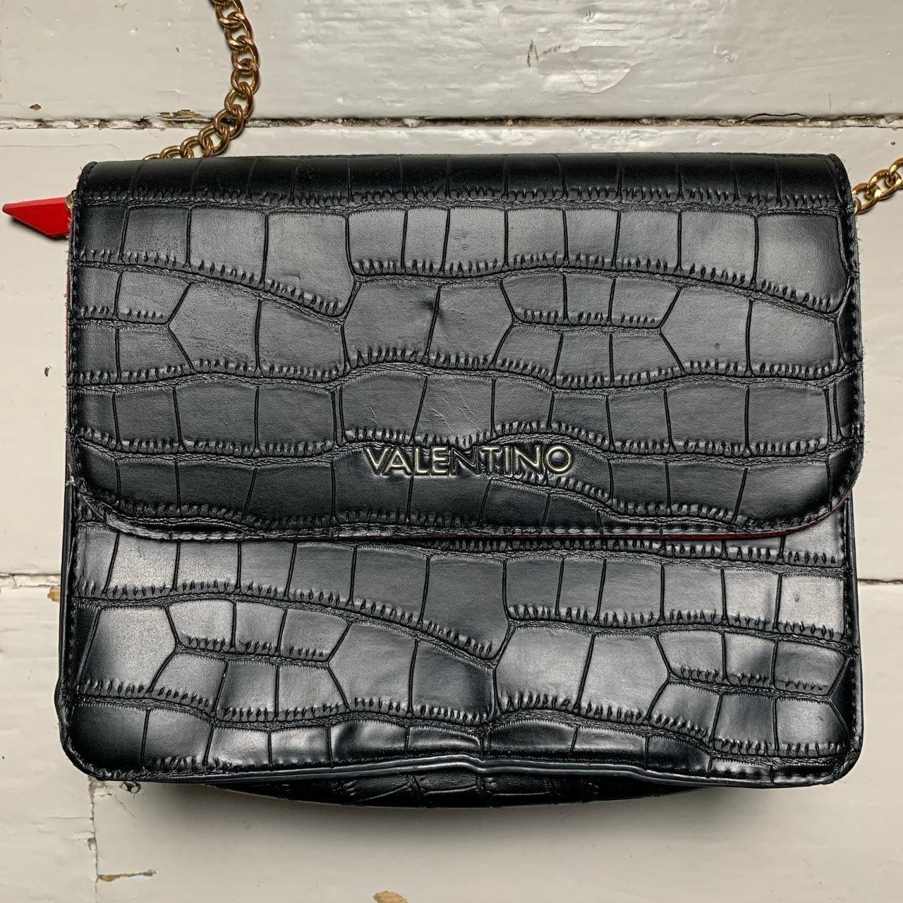 Valentino Red Chain Strap Crocodile Bag