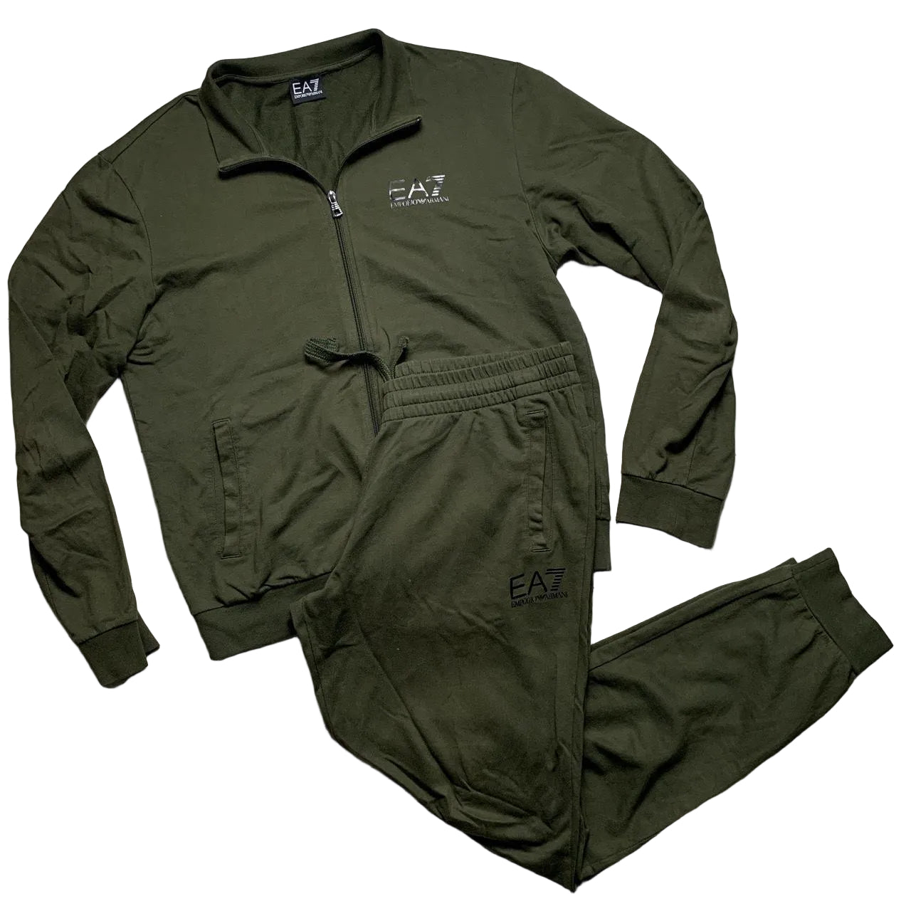 EA7 Olive Khaki Green Full Tracksuit (XL)