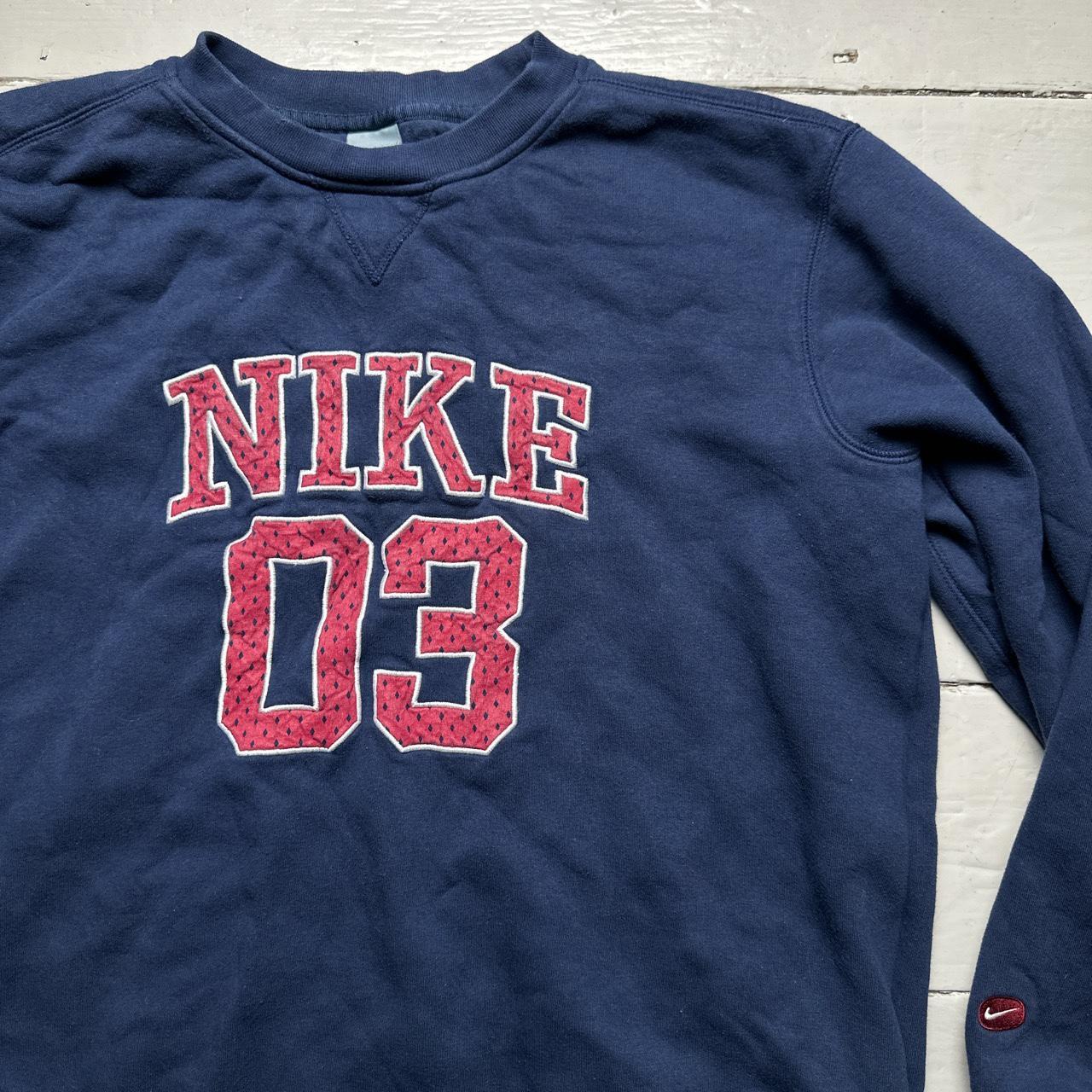 Nike Vintage Spellout 03 Navy and Red Jumper