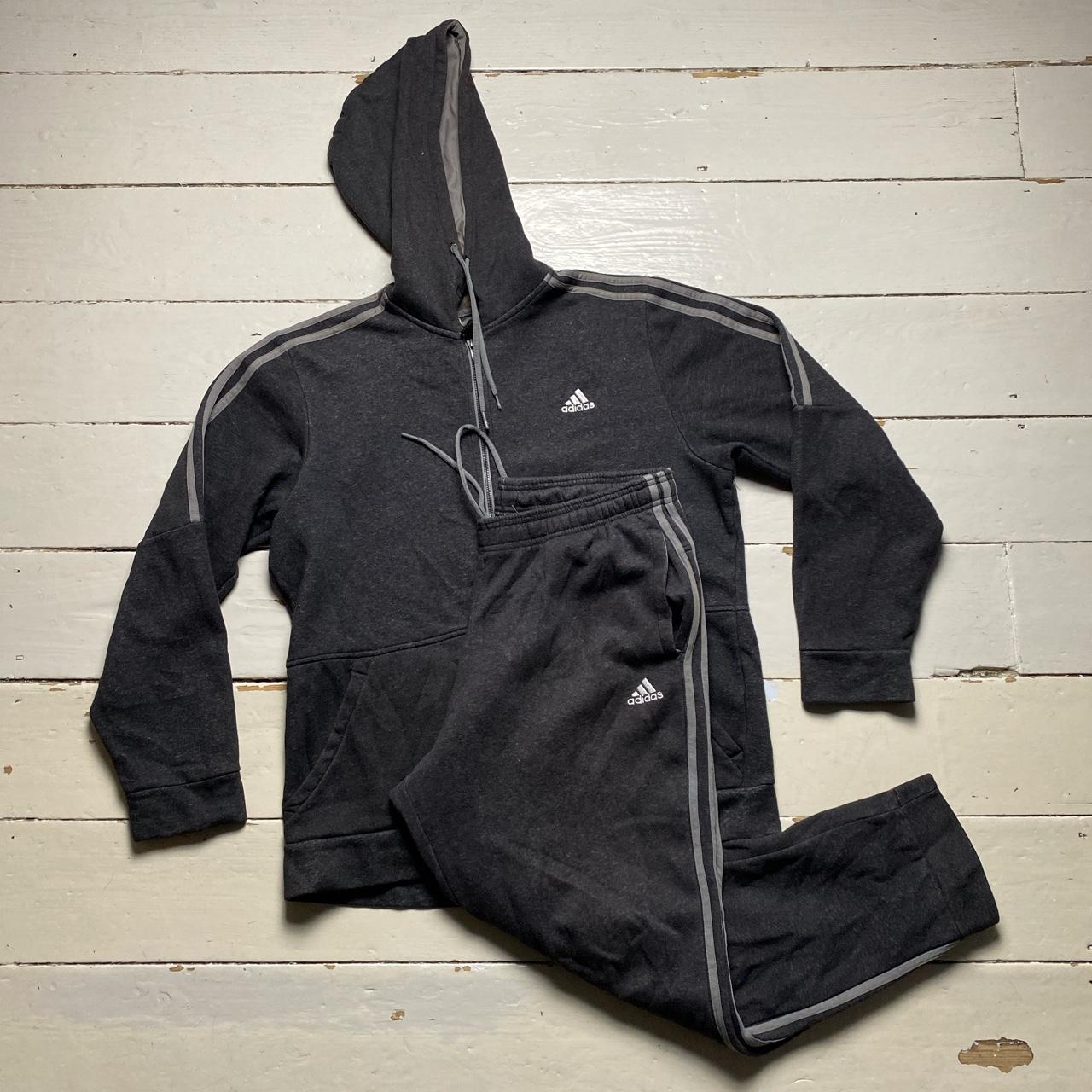 Adidas Grey and Black Tracksuit