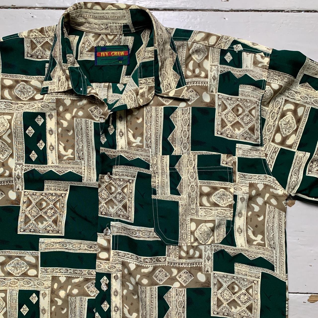 Vintage Ivy Crew Silk Green and Gold Shirt