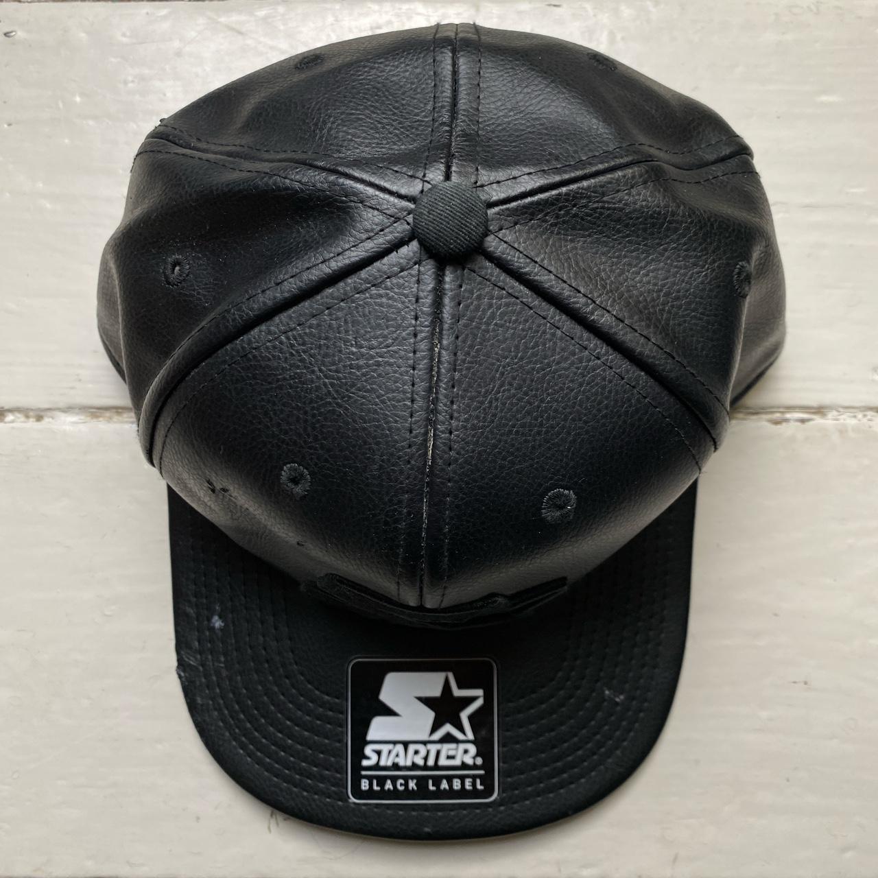 Starter Black Leather Snapback Cap