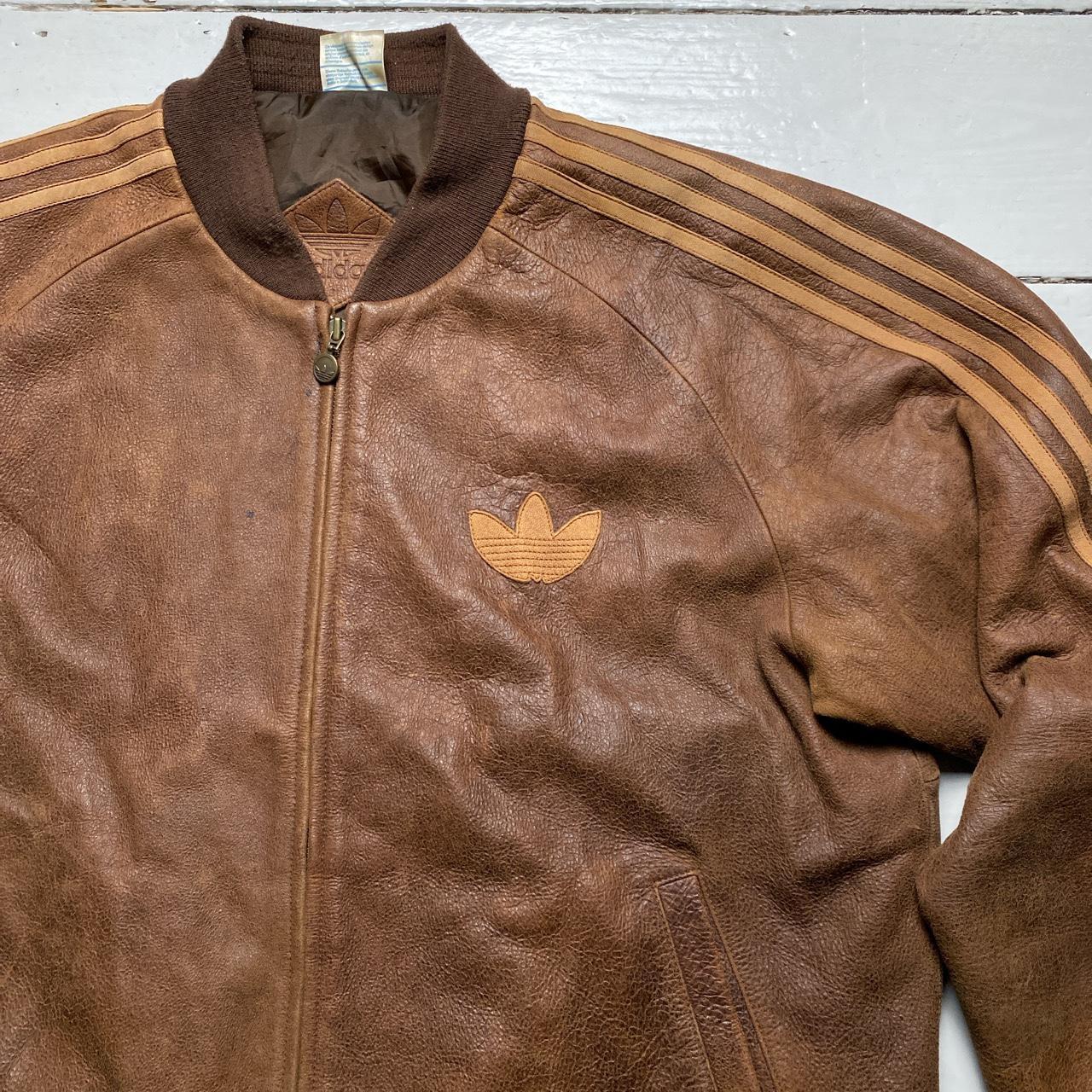 Adidas Originals A-15 80’s - 90’s Brown Vintage Leather Bomber Jacket