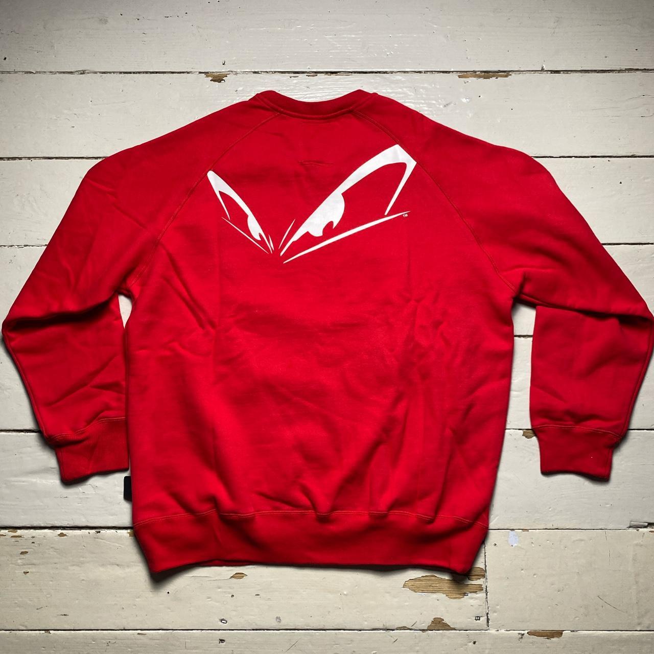 Streetz Is Watchin No Fear Elsinore Eyes Grime Y2K Red and White Jumper