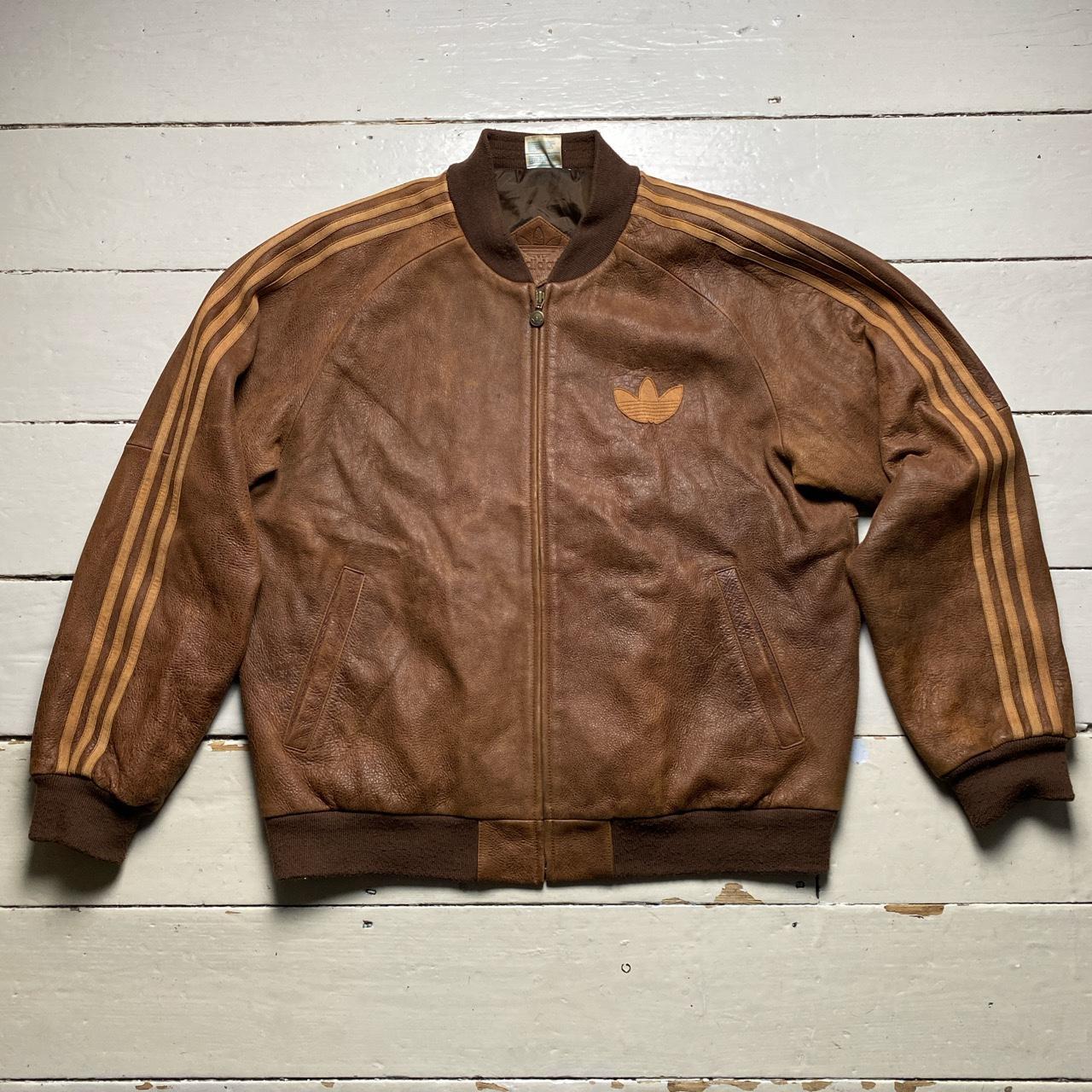 Adidas Originals A-15 80’s - 90’s Brown Vintage Leather Bomber Jacket