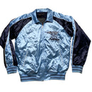 Avirex Satin Baby Blue and Navy Bomber Jacket (L)