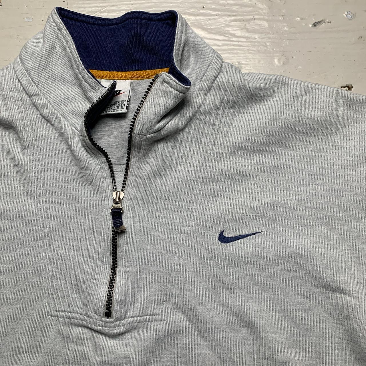 Nike Vintage 90’s Quarter Zip Grey Navy and Yellow Jumper