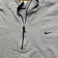 Nike Vintage 90’s Quarter Zip Grey Navy and Yellow Jumper (XL)
