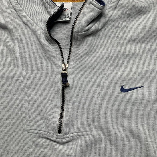 Nike Vintage 90’s Quarter Zip Grey Navy and Yellow Jumper (XL)