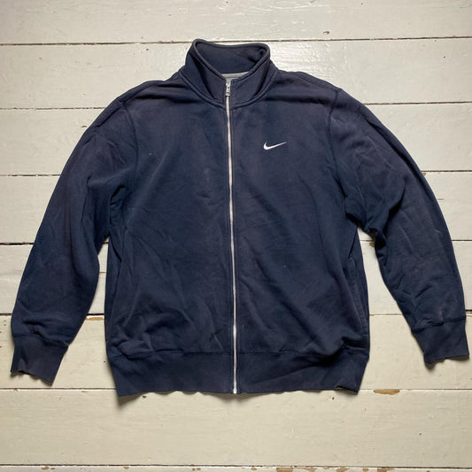 Nike Swoosh Navy and White Zip Jumper